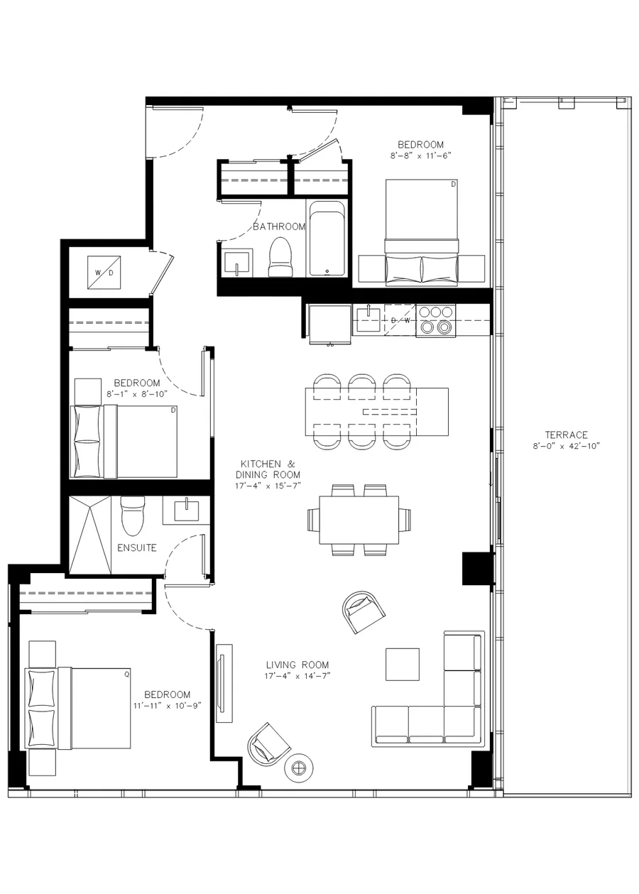 Three Bedroom floor plan