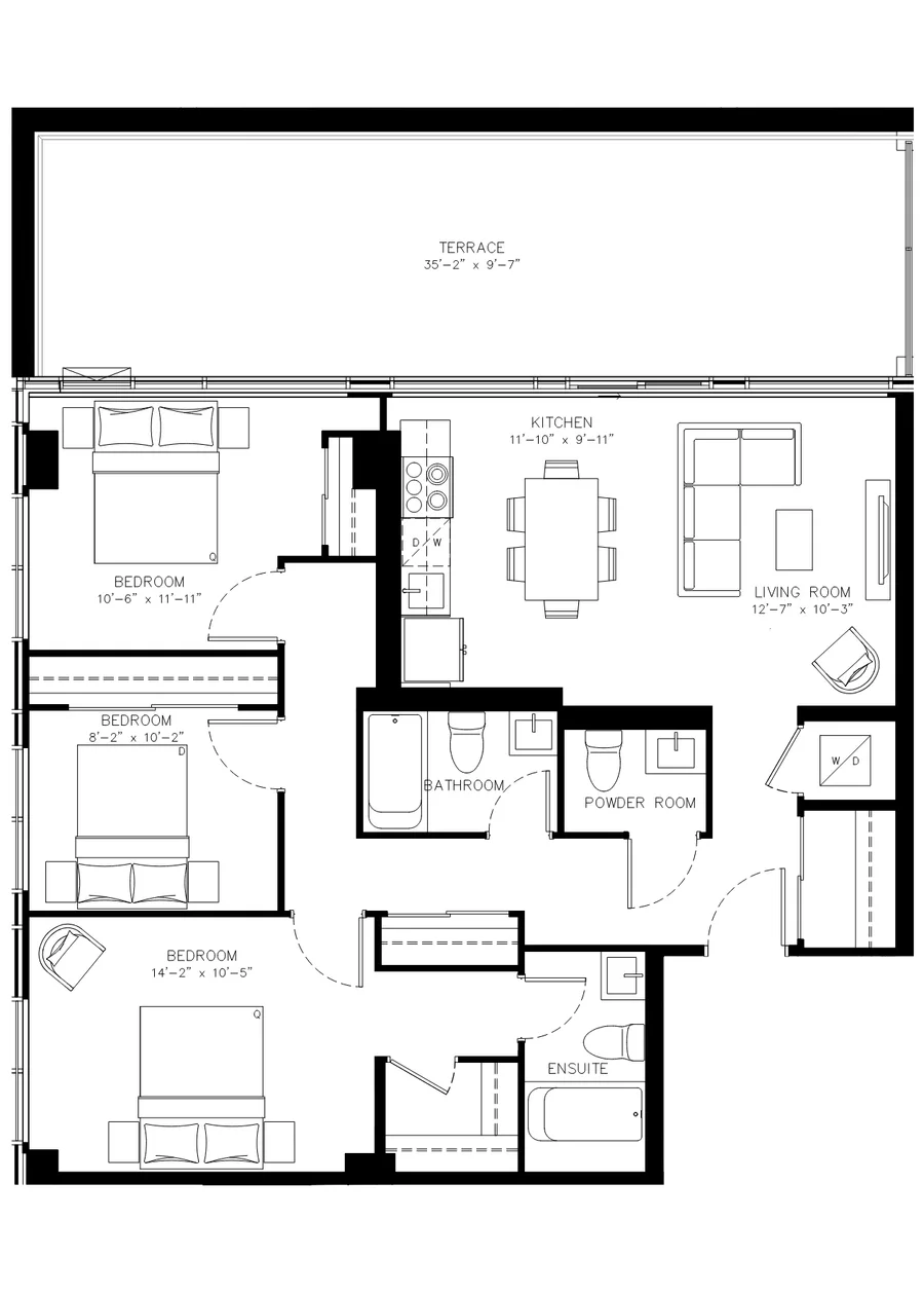 Three Bedroom floor plan