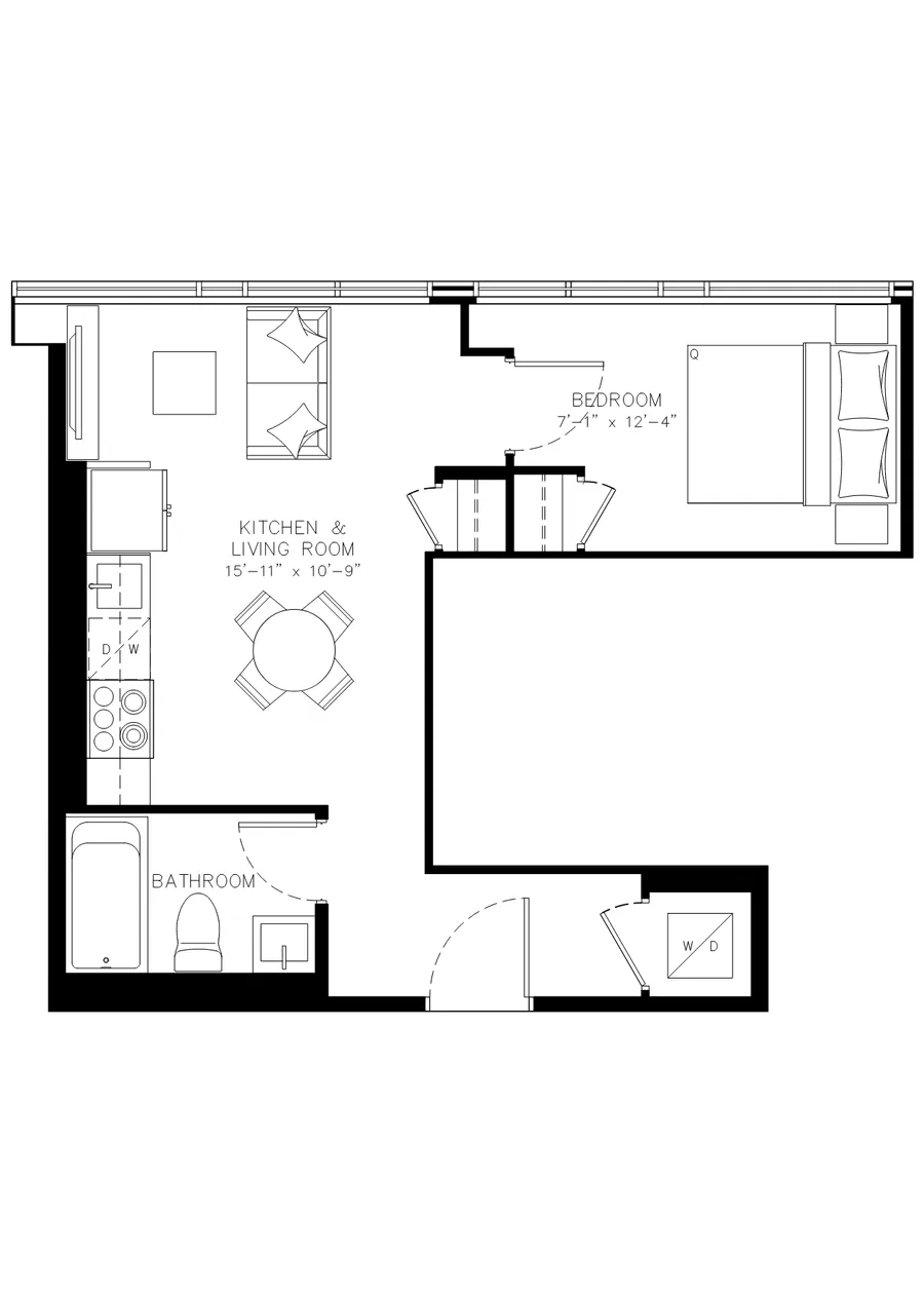 One Bedroom floor plan