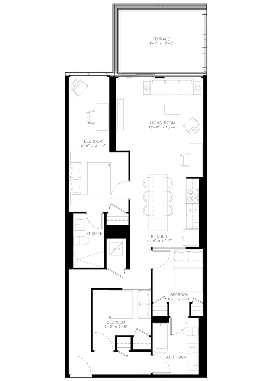 Three Bedroom floor plan