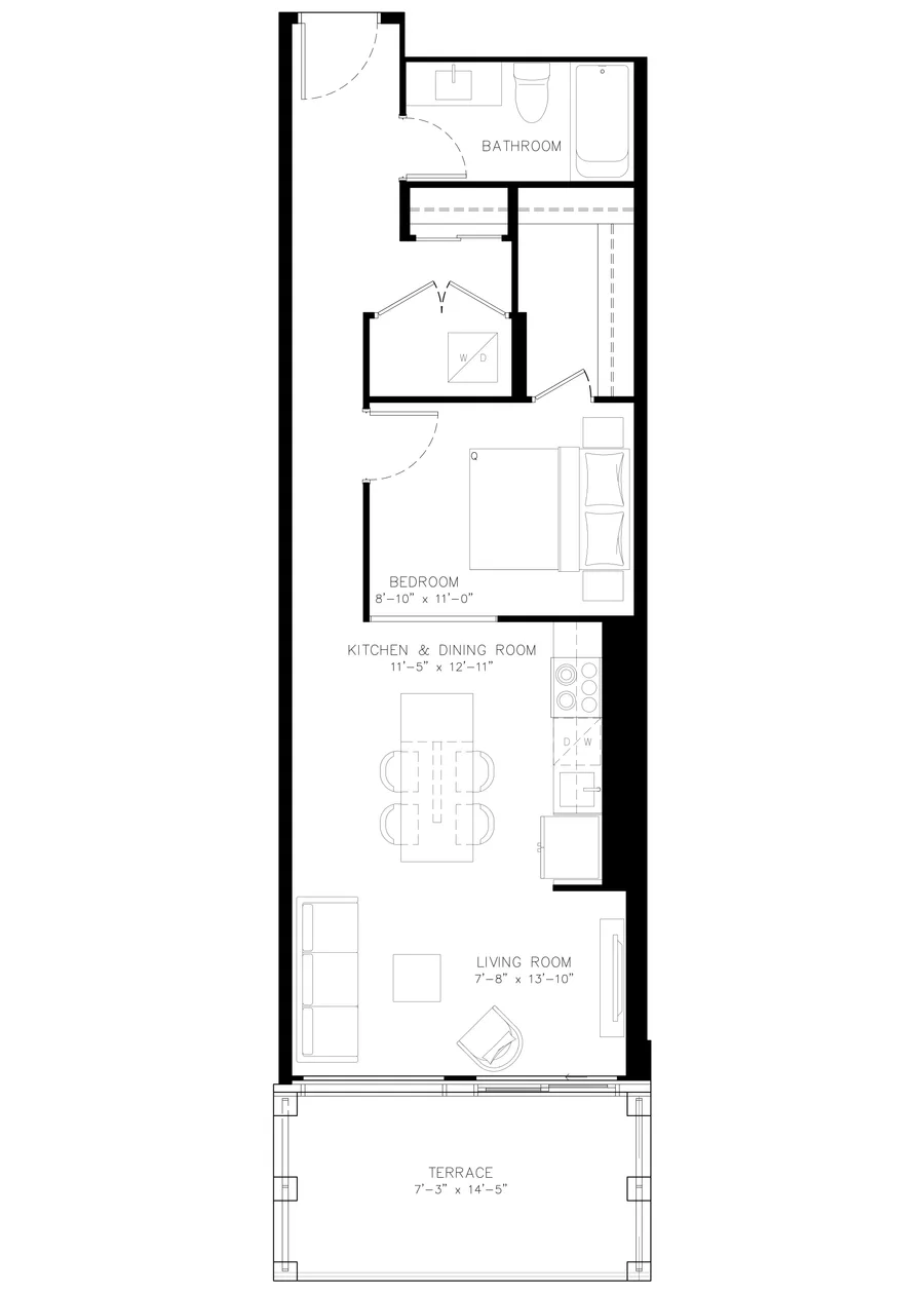 One Bedroom floor plan