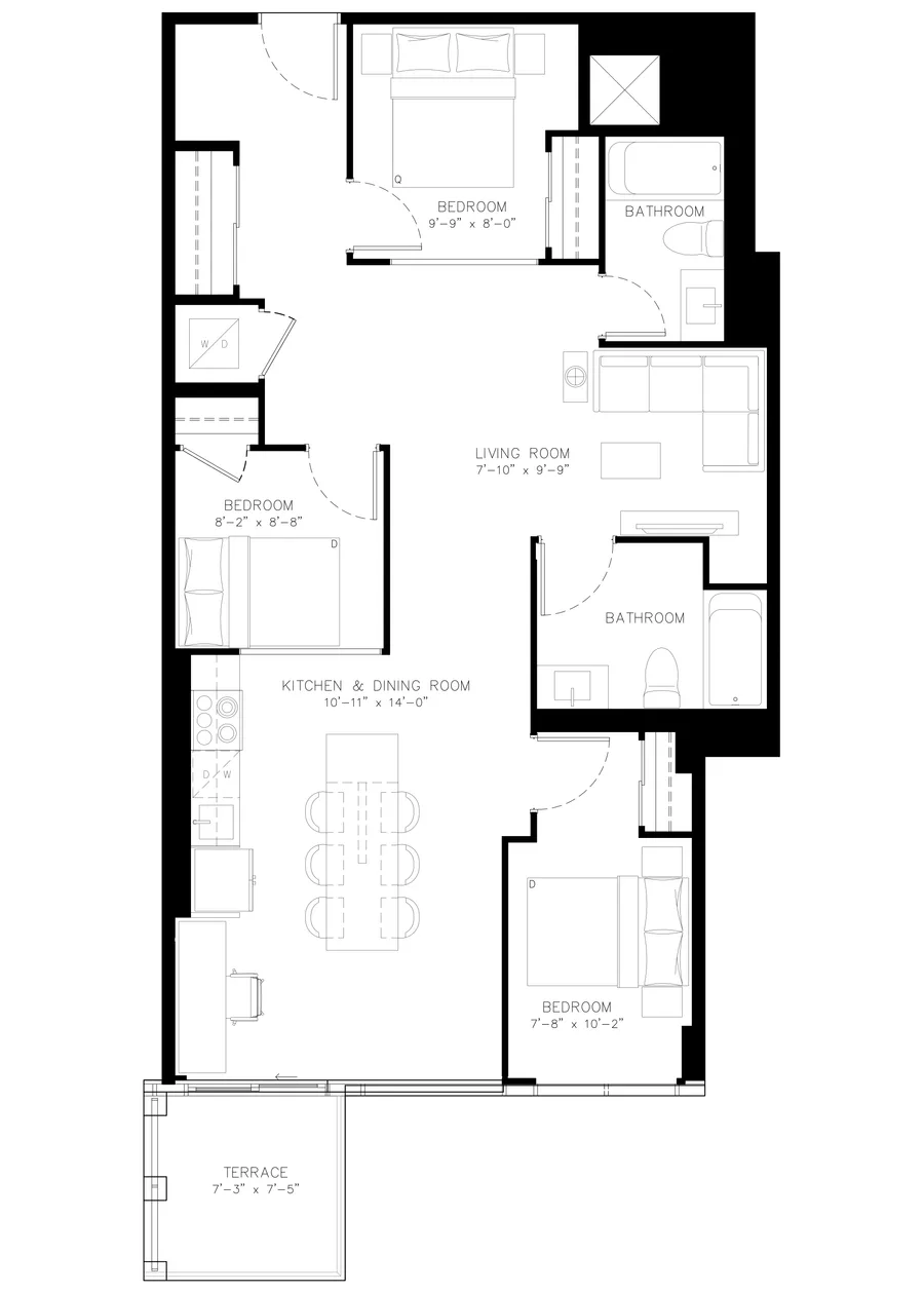 Three Bedroom floor plan
