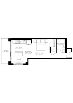 Studio floor plan, 469 sq ft