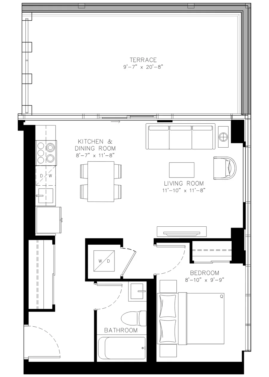 One Bedroom floor plan