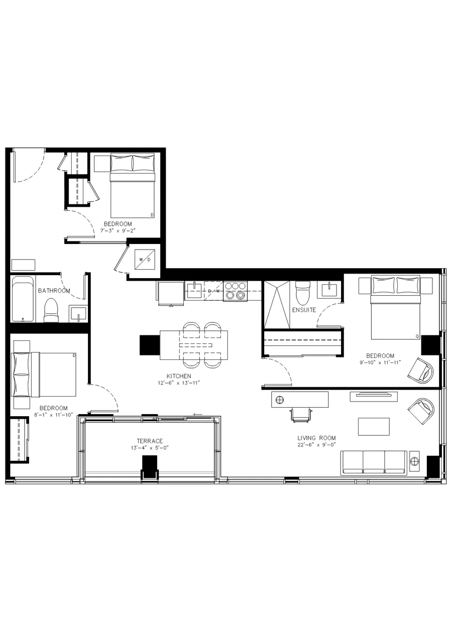 Three Bedroom floor plan