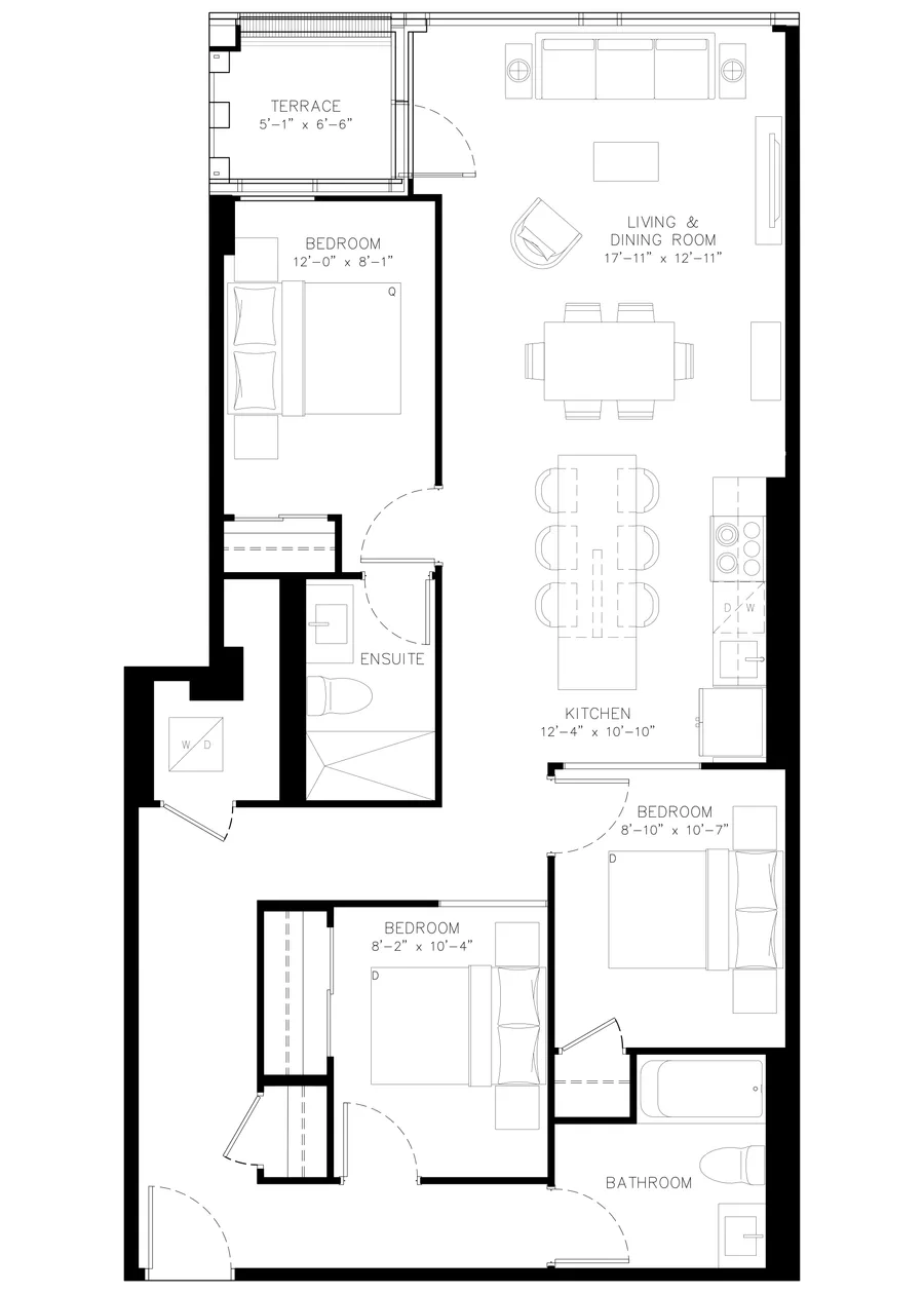 Three Bedroom floor plan