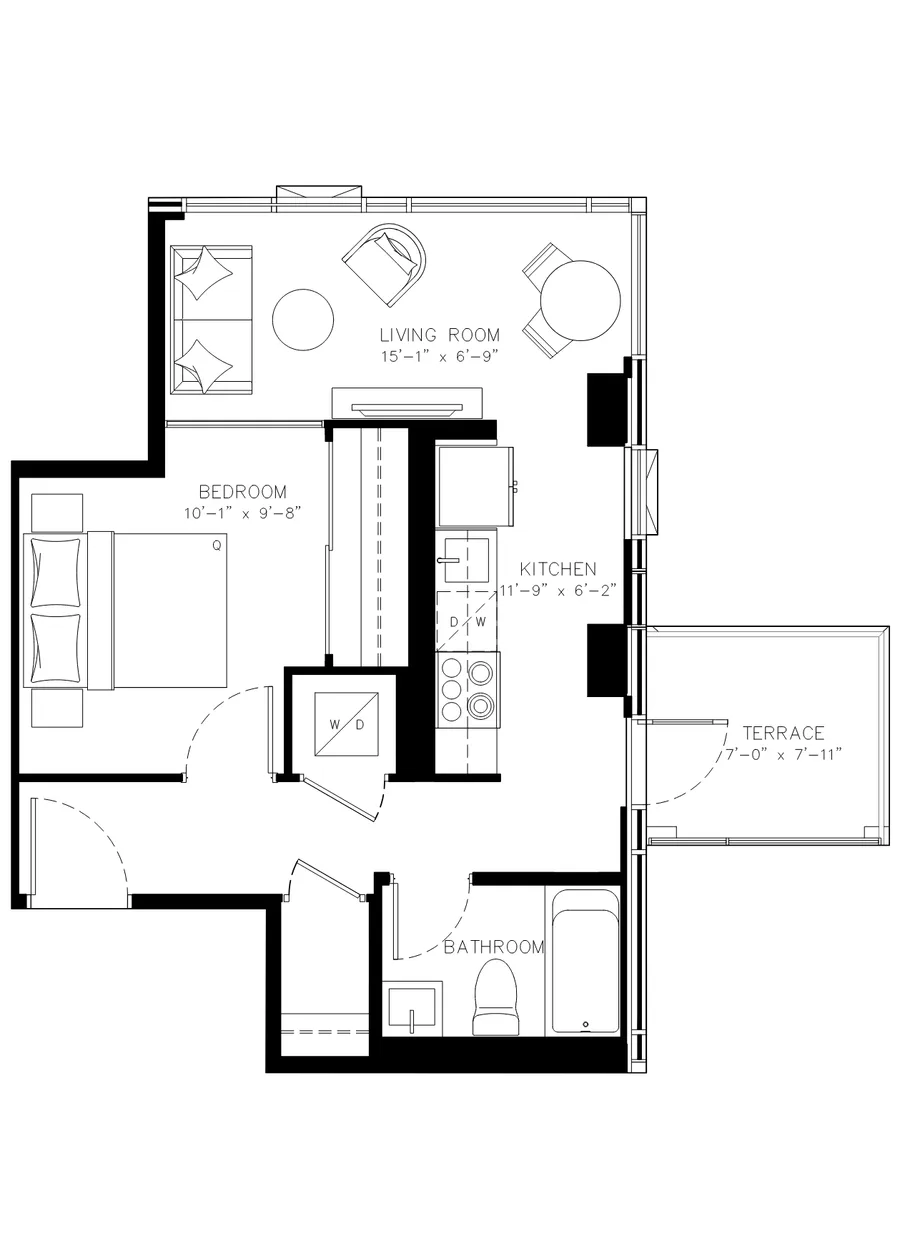 One Bedroom floor plan
